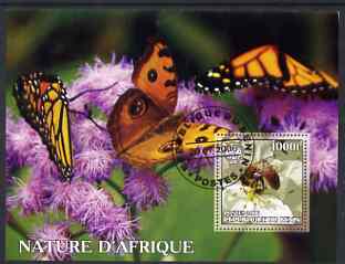 Benin 2006 Nature of Africa - Bees & Butterfly (with Scout Logo) perf m/sheet cto used, stamps on , stamps on  stamps on scouts, stamps on  stamps on bees, stamps on  stamps on insects, stamps on  stamps on butterflies