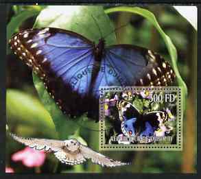Djibouti 2006 Owl & Butterfly #1 perf m/sheet cto used, stamps on birds of prey, stamps on owls, stamps on birds, stamps on butterflies