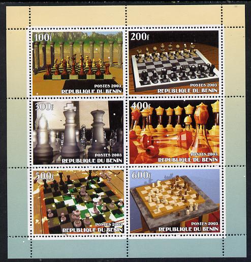Benin 2003 Chess perf sheetlet containing set of 6 values unmounted mint. Note this item is privately produced and is offered purely on its thematic appeal, stamps on chess