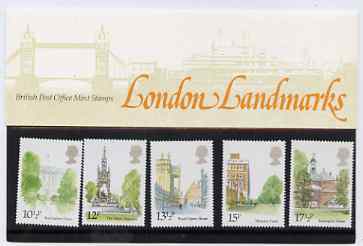 Great Britain 1980 London Landmarks set of 5 in official presentation pack, stamps on buildings, stamps on tourism, stamps on royalty, stamps on opera, stamps on bridges