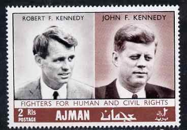 Ajman 1968 Fighters for Human Rights perf 2R The Kennedys unmounted mint, Mi 299, stamps on kennedy, stamps on personalities