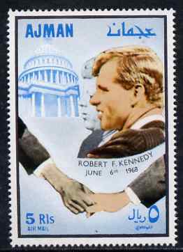 Ajman 1968 Fighters for Human Rights perf 5R Robert Kennedy unmounted mint, Mi 300, stamps on kennedy, stamps on personalities