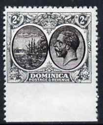 Dominica 1923-33 KG5 Badge 2d black & grey imperf between stamp and margin being a 'Hialeah' forgery on gummed paper (as SG 76var), stamps on ships, stamps on  kg5 , stamps on , stamps on forgery, stamps on forgeries