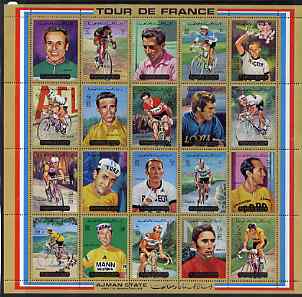 Ajman 1972 Tour de France Bicycle Race perf set of 20 unmounted mint, Mi 1351-70A, stamps on sport, stamps on bicycles