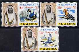 Fujeira 1967 Birds the 3 values from def set (15np, 35np & 75np) unmounted mint, Mi 40, 42 & 44, stamps on birds, stamps on hoopoe, stamps on egrets, stamps on 