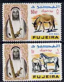 Fujeira 1967 Horse 1r & Ass 50np from def set unmounted mint, Mi 43 & 45, stamps on birds, stamps on hoopoe, stamps on egrets, stamps on 