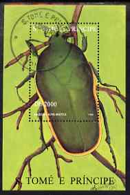 St Thomas & Prince Islands 1996 Beetles perf m/sheet (June Beetle) fine cto used, stamps on insects, stamps on beetles