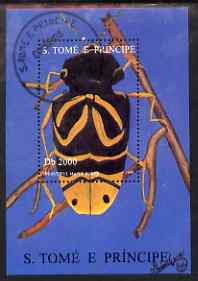 St Thomas & Prince Islands 1996 Beetles perf m/sheet (Maple Borer) fine cto used, stamps on , stamps on  stamps on insects, stamps on  stamps on beetles