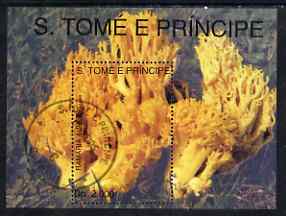 St Thomas & Prince Islands 1993 Fungi (Ramaria aurea) perf m/sheet very fine cto used, stamps on fungi