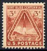 United States 1948 Fort Bliss Centenary 3c unmounted mint, SG 973, stamps on rockets, stamps on space, stamps on forts