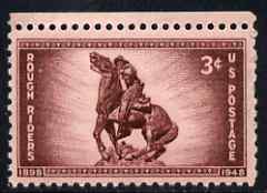 United States 1948 50th Anniversary of Organization of Rough Riders 3c unmounted mint, SG 970, stamps on horses, stamps on statues