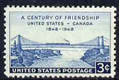 United States 1948 Centenary of Friendship between US & Canada 3c unmounted mint, SG 958, stamps on bridges, stamps on railways, stamps on civil engineering