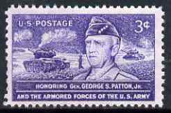 United States 1953 General Patton & US Armed Forces 3c unmounted mint, SG 1023, stamps on militaria, stamps on  ww2 , stamps on tanks