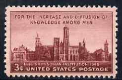 United States 1948 Centenary of Smithsonian Institution 3c unmounted mint, SG 940, stamps on buildings, stamps on architecture, stamps on museums