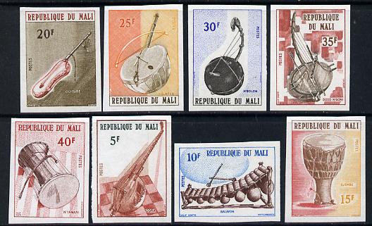 Mali 1974 Musical Instruments imperf set of 8, as SG 419-26, stamps on music, stamps on musical instruments