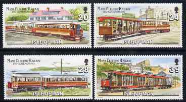 Isle of Man 1993 Electric Railway Centenary perf set of 4 unmounted mint SG 559-62, stamps on railways