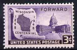 United States 1948 Centenary of Statehood of Wisconsin 3c unmounted mint, SG 954, stamps on constitutions