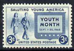 United States 1948 Salute to Youth 3c unmounted mint, SG 960, stamps on children