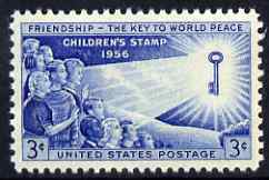 United States 1956 Children's Friendship 3c unmounted mint, SG 1087, stamps on children, stamps on keys
