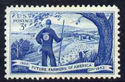 United States 1953 Future Farmers of America 5c unmounted mint, SG 1021, stamps on farming
