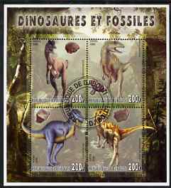 Djibouti 2006 Dinosaurs & Fossils #3 perf sheetlet containing set of 4 fine cto used, stamps on dinosaurs, stamps on fossils, stamps on rocks, stamps on minerals