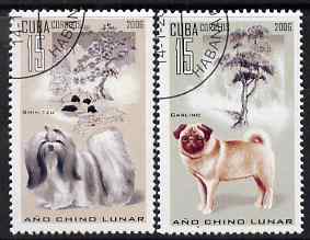 Cuba 2006 Chinese New Year - Year of the Dog perf set of 2 fine cto used SG 4914-5, stamps on dogs, stamps on lunar, stamps on lunar new year