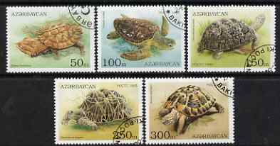 Azerbaijan 1995 Turtles perf set of 5 cto used SG234-38, stamps on animals    marine-life     reptiles    turtles