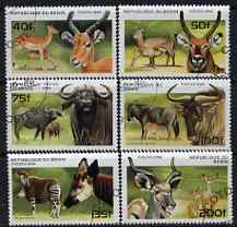 Benin 1996 Animals complete set of 6, cto used SG 1439-44, stamps on animals    buffalo    bovine    antelope          