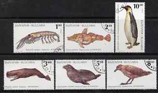 Bulgaria 1995 Antarctic Animals complete set of 6 cto used, SG 4008-13*, stamps on , stamps on  stamps on animals    fish    whales     penguin      seal    birds     polar