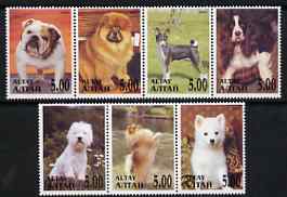 Altaj Republic 2001 Dogs #2 perf set of 7 values complete unmounted mint, stamps on dogs, stamps on whippets, stamps on corgi