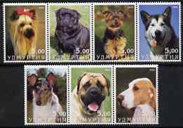 Udmurtia Republic 2000 Dogs perf set of 7 values complete unmounted mint, stamps on dogs, stamps on 