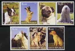 Sakha (Yakutia) Republic 2001 Dogs #03 perf set of 7 values complete unmounted mint (5.00 values), stamps on dogs, stamps on 