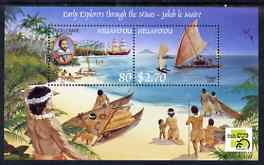 Tonga - Niuafoou 1999 Early Explorers perf m/sheet (with Australia 99 imprint) unmounted mint SG MS288, stamps on ships, stamps on explorers, stamps on stamp exhibitions, stamps on 