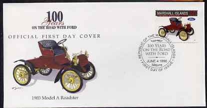 Marshall Islands 1996 Centenary of Ford Cars - 1903 Model A Roadster on illustrated cover with special first day cancel, SG 714, stamps on cars, stamps on ford, stamps on 