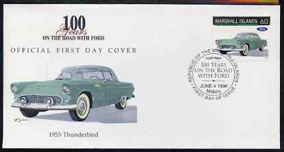 Marshall Islands 1996 Centenary of Ford Cars - 1955 Thunderbird on illustrated cover with special first day cancel, SG 717, stamps on cars, stamps on ford, stamps on 