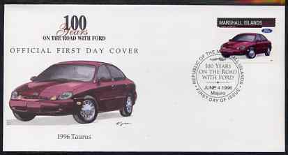 Marshall Islands 1996 Centenary of Ford Cars - 1996 Taurus on illustrated cover with special first day cancel, SG 720, stamps on cars, stamps on ford, stamps on 