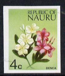 Nauru 1973 Plant (Denea) 4c definitive (SG 102) unmounted mint IMPERF single, stamps on flowers