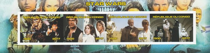 Congo 2017 Star Wars #1 imperf sheetlet containing 4 values unmounted mint. Note this item is privately produced and is offered purely on its thematic appeal, stamps on star wars, stamps on films, stamps on cinema, stamps on movies, stamps on sci-fi, stamps on 