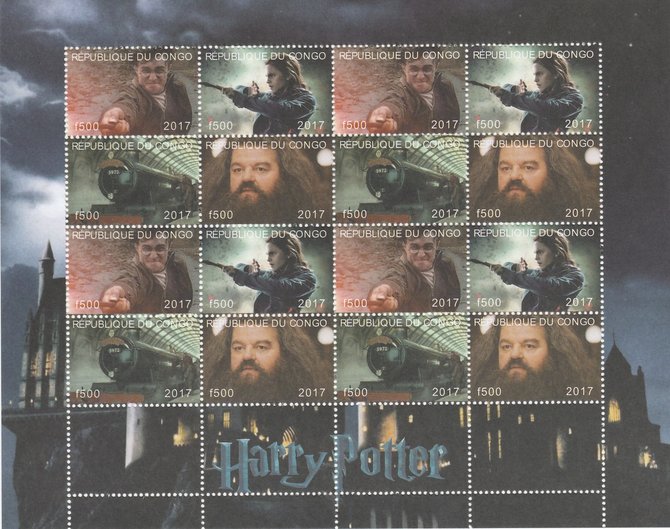 Congo 2017 Harry Potter #2 perf sheetlet containing 16 values (4 setenant blocks of 4) unmounted mint. Note this item is privately produced and is offered purely on its thematic appeal , stamps on films, stamps on cinema, stamps on movies, stamps on sci-fi, stamps on harry potter
