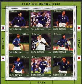 Guinea - Bissau 2001 Football World Cup (Italy) perf sheetlet containing 9 values (9 x 350 FCFA) unmounted mint Mi 1379-87, stamps on sport, stamps on football