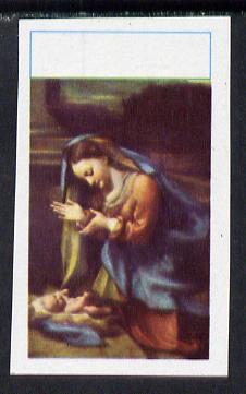 New Zealand (or Niue) 1970 Christmas (Correggio's Virgin & Child) unmounted mint imperf proof single with Country & value omitted, stamps on , stamps on  stamps on arts  christmas    correggio