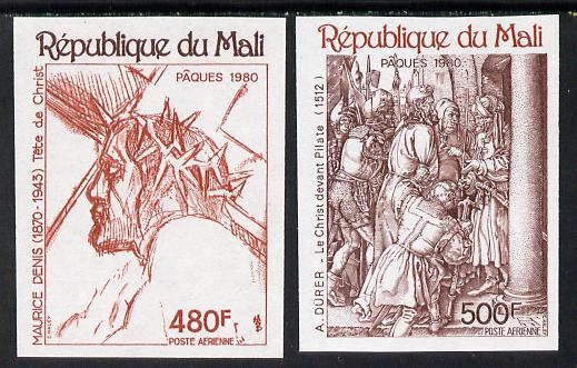 Mali 1980 Easter Engravings imperf set of 2 unmounted mint, SG 764-5, stamps on arts, stamps on easter, stamps on engravings, stamps on durer