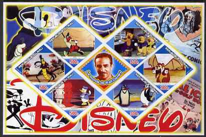 Mali 2006 The World of Walt Disney #03 imperf sheetlet containing 6 diamond shaped values plus label, unmounted mint, stamps on disney, stamps on films, stamps on cinema, stamps on movies, stamps on cartoons, stamps on pigs, stamps on swine, stamps on insects, stamps on penguins, stamps on 