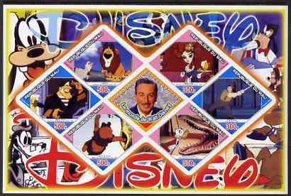 Mali 2006 The World of Walt Disney #06 imperf sheetlet containing 6 diamond shaped values plus label, unmounted mint, stamps on disney, stamps on films, stamps on cinema, stamps on movies, stamps on cartoons, stamps on lions, stamps on bears, stamps on teddy bears, stamps on crocodiles