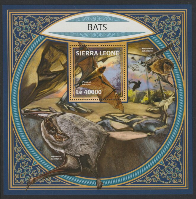 Sierra Leone 2017 IBats large perf deluxe sheet containing one value unmounted mint, stamps on bats, stamps on mammals