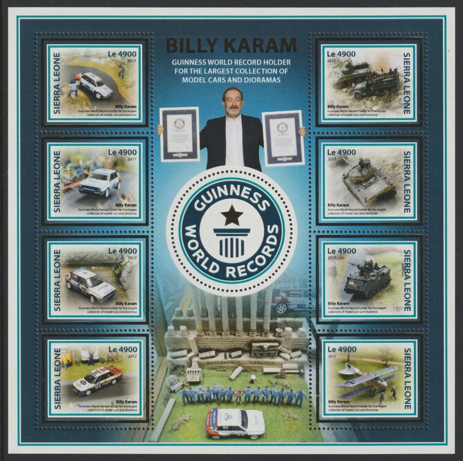 Sierra Leone 2017 Billy Karam perf sheetlet containing 8 values unmounted mint, stamps on models, stamps on cars