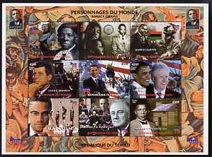 Chad 2008 Personalities of the World - Barack Obama perf sheetlet containing set of 9 values unmounted mint, stamps on personalities, stamps on usa presidents, stamps on americana, stamps on kennedy, stamps on churchill, stamps on stalin, stamps on  ww2 , stamps on printing, stamps on slavery, stamps on slavery, stamps on human rights, stamps on clinton, stamps on usa presidents, stamps on olympics, stamps on  ww2 , stamps on obama, stamps on 