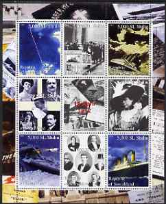 Somaliland 2000 Titanic perf sheetlet containing set of 8 values plus label unmounted mint, stamps on films, stamps on cinema, stamps on entertainments, stamps on ships, stamps on titanic, stamps on disasters, stamps on shipwrecks