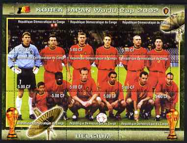 Congo 2002 Korea Japan World Cup Football Teams - Belgium perf composite sheetlet containing 9 values unmounted mint. Note this item is privately produced and is offered purely on its thematic appeal , stamps on sport, stamps on football, stamps on flags