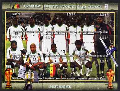 Congo 2002 Korea Japan World Cup Football Teams - Senegal perf composite sheetlet containing 9 values unmounted mint. Note this item is privately produced and is offered purely on its thematic appeal , stamps on sport, stamps on football, stamps on flags